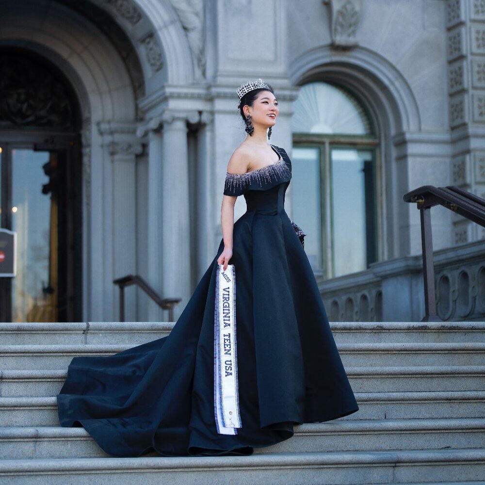Off-Shoulder Black Evening Gown with Embellished Bodice - 100% Silk